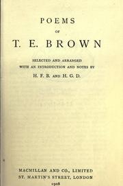Cover of: Poems, selected and arranged, with an introd. and notes by T. E. Brown