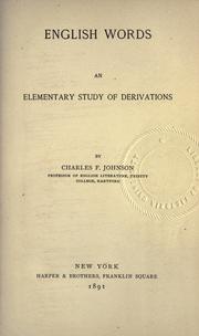 Cover of: English words: an elementary study of derivations.