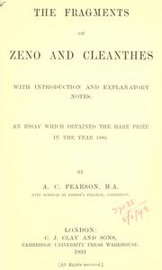 Cover of: The fragments of Zeno and Cleanthes: with introd. and explanatory notes