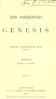 Cover of: A new commentary on Genesis by Franz Julius Delitzsch