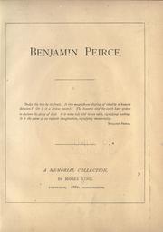 Cover of: Benjamin Peirce ...: A memorial collection