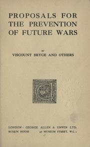 Cover of: Proposals for the prevention of future wars