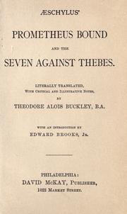 Cover of: Aeschylus' Prometheus bound and The seven against Thebes