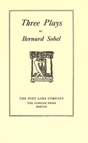 Plays. by Sobel, Bernard.