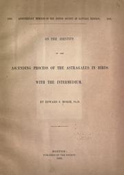 Cover of: On the identity of the ascending process of the astragalus in birds with the intermedium.