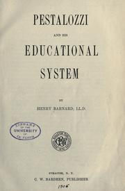 Cover of: Pestalozzi and his educational system by Henry Barnard