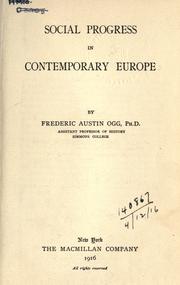 Cover of: Social progress in contemporary Europe. by Frederic Austin Ogg