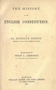 Cover of: The history of the English constitution. by Rudolf Gneist