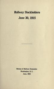 Cover of: Railway stockholders, June 30, 1915