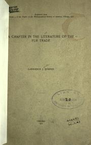 Cover of: A chapter in the literature of the fur trade. by Lawrence J. Burpee