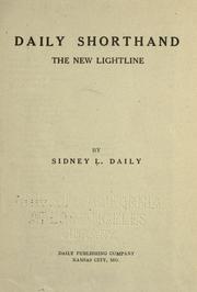 Cover of: Daily shorthand by Sidney L. Daily