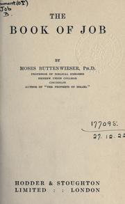 Cover of: The Book of Job. by Moses Buttenwieser