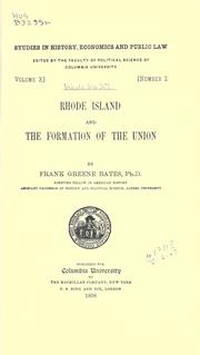 Rhode Island and the formation of the Union by Frank Greene Bates