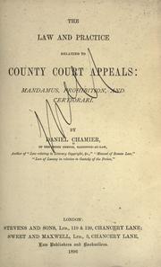 The law and practice relating to County Court Appeals by Chamier, Daniel.