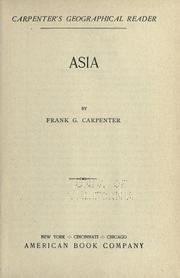 Cover of: Carpenter's geographical reader; Asia