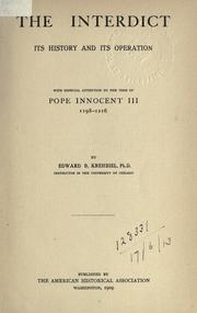 Cover of: The interdict, its history and its operation by Edward B. Krehbiel