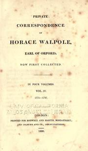 Cover of: Private correspondence of Horace Walpole, earl of Orford.: Now first collected.