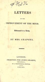 Cover of: Letters on the improvement of the mind. by Hester Chapone