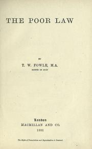The poor law by T. W. Fowle