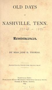 Cover of: Old days in Nashville, Tenn