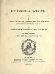 Cover of: Ecclesiastical documents by now first published by the Rev. Joseph Hunter.