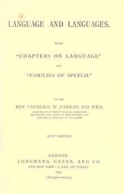 Cover of: Language and languages, being "Chapters on language" and "Families of speech"
