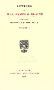 Cover of: Letters of Mrs. James G. Blaine