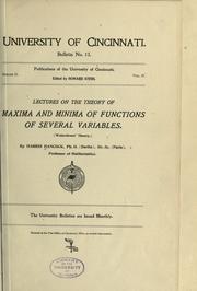 Cover of: Lectures on the theory of maxima and minima of functions of several variables.: (Weierstrass' theory.)