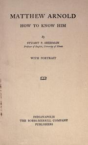 Cover of: Matthew Arnold by Stuart Pratt Sherman