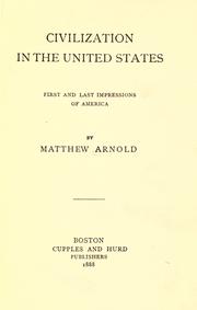Cover of: Civilization in the United States by Matthew Arnold