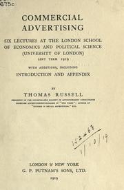 Cover of: Commercial advertising by Russell, Thomas