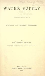 Cover of: Water supply, considered mainly from a chemical and sanitary standpoint.