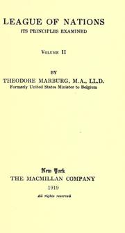 Cover of: League of Nations by Marburg, Theodore