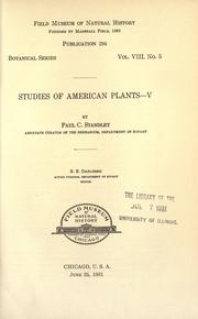 Cover of: Studies of American plants. by Paul Carpenter Standley, Paul Carpenter Standley