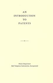 Cover of: An introduction to patents.