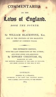 Cover of: Commentaries on the laws of England, by Sir William Blackstone