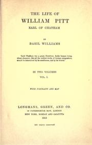 The Life of William Pitt by Basil Williams