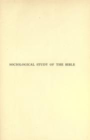 Cover of: Sociological study of the Bible. by Louis Wallis