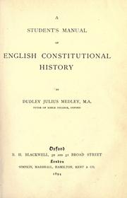 Cover of: student's manual of English constitutional history