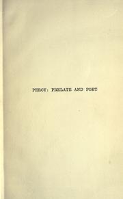 Cover of: Percy: prelate and poet.  With a pref. by George Douglas.