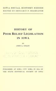 Cover of: History of poor relief legislation in Iowa