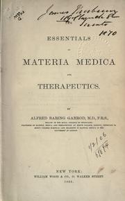 Cover of: The essentials of materia medica and therapeutics.