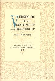 Cover of: Verses of love, sentiment and friendship by Clay Meredith Greene