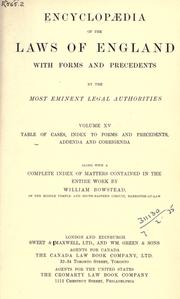 Cover of: Encyclopaedia of the laws of England: with forms and precedents