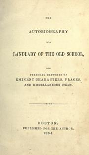 The autobiography of a landlady of the old school by Sophia Hayes Wyatt