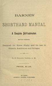 Cover of: Barnes' shorthand manual: a complete self-instructor.