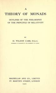 Cover of: A theory of monads by Herbert Wildon Carr