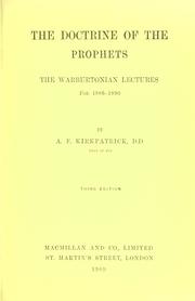 Cover of: The doctrine of the prophets. by A. F. Kirkpatrick