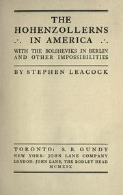 Cover of: The Hohenzollerns in America by Stephen Leacock