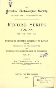 Cover of: Yorkshire Royalist Composition Papers: Volume III